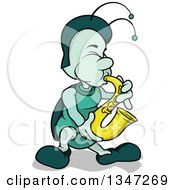 Poster, Art Print Of Cartoon Beetle Playing A Saxophone