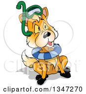 Poster, Art Print Of Cartoon Fox Wearing Snorkel Gear And An Inner Tube