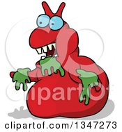 Poster, Art Print Of Cartoon Red Monster With Slime