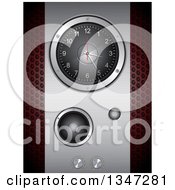 Poster, Art Print Of 3d Music Speaker With A Clock And Knobs Over Perforated Metal