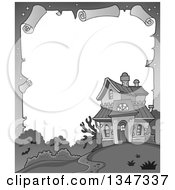 Poster, Art Print Of Grayscale Halloween Parchment Border Of A Haunted House