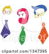 Clipart Of Funny Fella Business Men With Neck Ties Royalty Free Vector Illustration