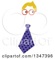 Poster, Art Print Of Funny Fella Business Man With Blond Hair Glasses And A Purple Polka Dot Tie
