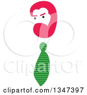 Clipart Of A Funny Fella Business Man With Pink Hair And A Beard Wearing A Green Stripe Tie Royalty Free Vector Illustration