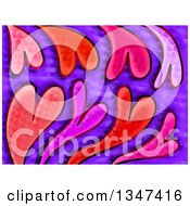 Poster, Art Print Of Background Of Red Pink And Purple Patterned Valentine Hearts