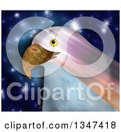 Clipart Of A Textured Bald Eagle Head Over Blue With Stars Royalty Free Illustration by Prawny