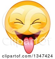 Poster, Art Print Of Cartoon Yellow Smiley Face Emoticon Emoji Sticking His Tongue Out