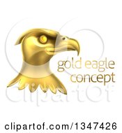Poster, Art Print Of Gold Bald Eagle Head With Sample Text