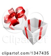 Poster, Art Print Of 3d Open Gift Box With A Red Bow