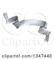 Clipart Of A 3d Silver Metal Scroll Ribbon Banner Royalty Free Vector Illustration