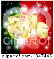 3d Gold 2016 And Fireworks Over A Portugal Flag