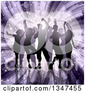 Poster, Art Print Of Silhouetted Group Of Dancers Over A Purple Light Burst With Flares