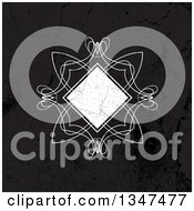 Clipart Of A Grungy Distressed Diamond Swirl Frame Over Black Royalty Free Vector Illustration by KJ Pargeter