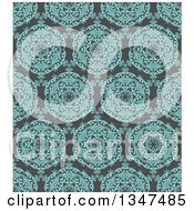 Poster, Art Print Of Seamless Background Of A Turquoise Blue Circuolar Pattern Over Gray