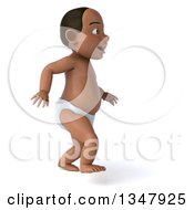 Clipart Of A 3d Black Baby Boy Walking To The Right Royalty Free Illustration