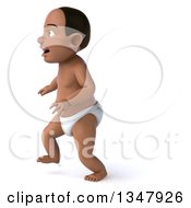 Clipart Of A 3d Black Baby Boy Walking To The Left Royalty Free Illustration by Julos