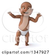 Clipart Of A 3d Black Baby Boy Walking Royalty Free Illustration