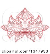 Poster, Art Print Of Beautiful Ornate Red Henna Lotus Flower 2