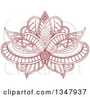 Poster, Art Print Of Beautiful Ornate Red Henna Lotus Flower 3