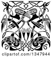 Poster, Art Print Of Black And White Celtic Knot Cranes Or Herons 3