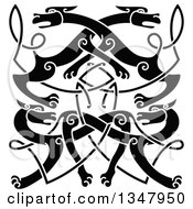 Clipart Of A Black Celtic Wild Dog Knot 3 Royalty Free Vector Illustration
