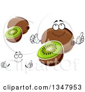 Clipart Of A Cartoon Face Hands And Kiwi Fruits 2 Royalty Free Vector Illustration