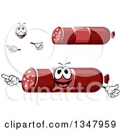 Clipart Of A Cartoon Face Hands And Salami Royalty Free Vector Illustration