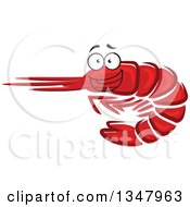 Clipart Of A Cartoon Red Prawn Shrimp Grinning Royalty Free Vector Illustration