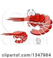 Clipart Of A Cartoon Face And Red Prawn Shrimp Royalty Free Vector Illustration