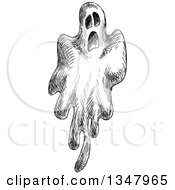 Poster, Art Print Of Black And White Sketched Ghost