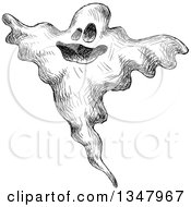 Poster, Art Print Of Black And White Sketched Ghost