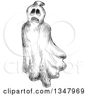 Poster, Art Print Of Black And White Sketched Ghost