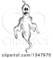 Poster, Art Print Of Black And White Sketched Ghost