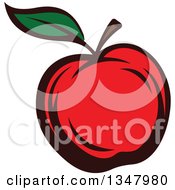 Clipart Of A Cartoon Red Apple Royalty Free Vector Illustration