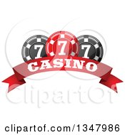 Red And Black Casino Poker Chips Over A Text Banner