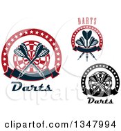 Poster, Art Print Of Crossed Darts And Targets With Stars And Banners