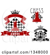 Poster, Art Print Of Chess Pawns Crowns And Boards