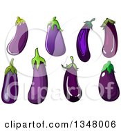 Clipart Of Cartoon Purple Eggplants Royalty Free Vector Illustration