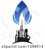 Poster, Art Print Of Black And Blue Silhouetted Natural Gas And Flame Design