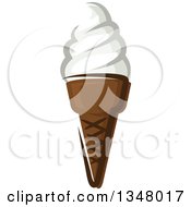 Clipart Of A Cartoon Vanilla Ice Cream Waffle Cone Royalty Free Vector Illustration