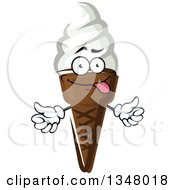 Clipart Of A Cartoon Goofy Vanilla Ice Cream Waffle Cone Character Royalty Free Vector Illustration