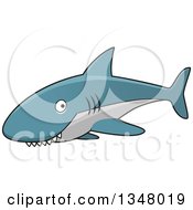 Poster, Art Print Of Cartoon Blue And Gray Shark With A Toothy Grin