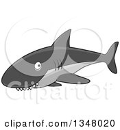 Poster, Art Print Of Cartoon Gray Shark With A Toothy Grin