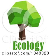 Clipart Of A Low Poly Geometric Tree Over Ecology Text Royalty Free Vector Illustration