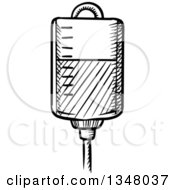 Black And White Sketched Blood Transfusion Or Iv Fluid Bag