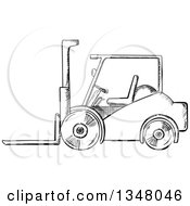 Poster, Art Print Of Black And White Sketched Warehouse Forklift
