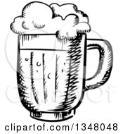 Clipart Of A Black And White Sketched Beer Mug Royalty Free Vector Illustration