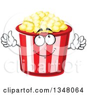 Clipart Of A Cartoon Striped Popcorn Bucket Character Royalty Free Vector Illustration