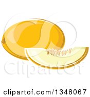 Clipart Of A Cartoon Canary Melon And Slice Royalty Free Vector Illustration by Vector Tradition SM