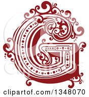 Clipart Of A Retro Red Capital Letter G With Flourishes Royalty Free Vector Illustration